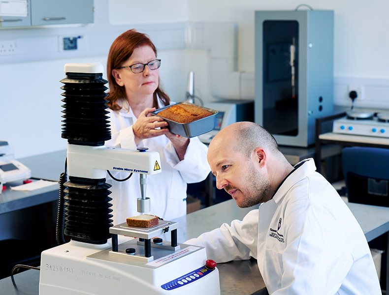 Researchers Catriona Liddle (left) and Julien Lonchamp of Queen Margaret University, Edinburgh, have developed a lower-fat palm shortening alternative for baked goods. 