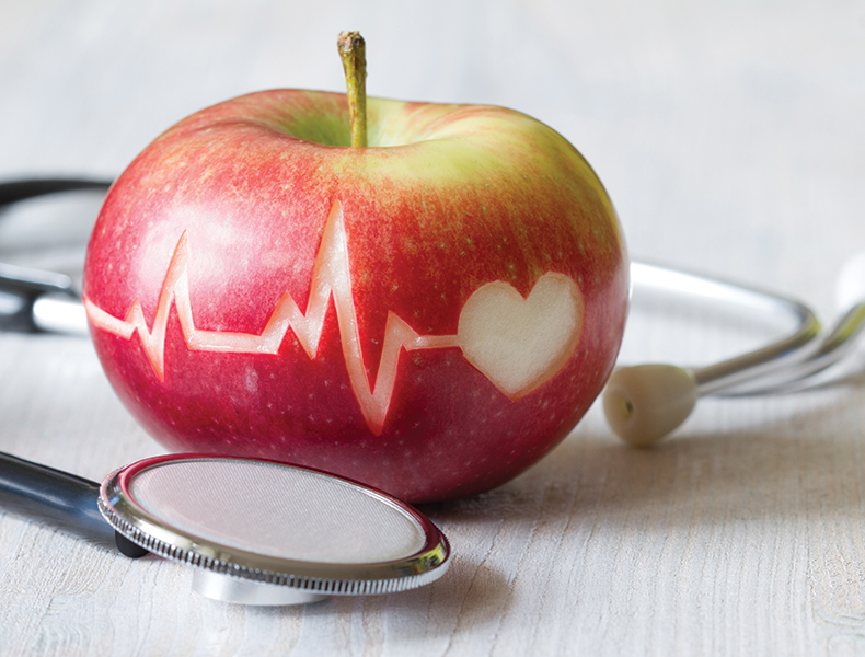 apple and stethoscope