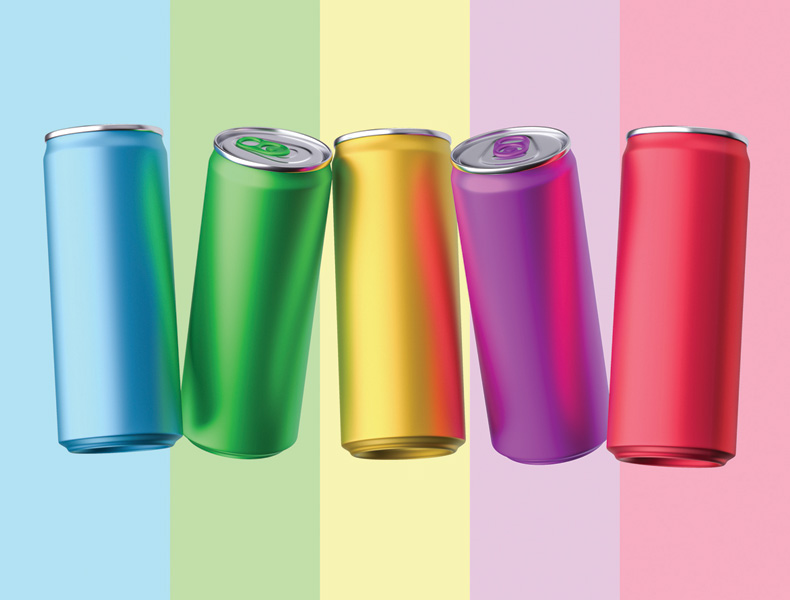Realistic Aluminium Cans Collection in different colors