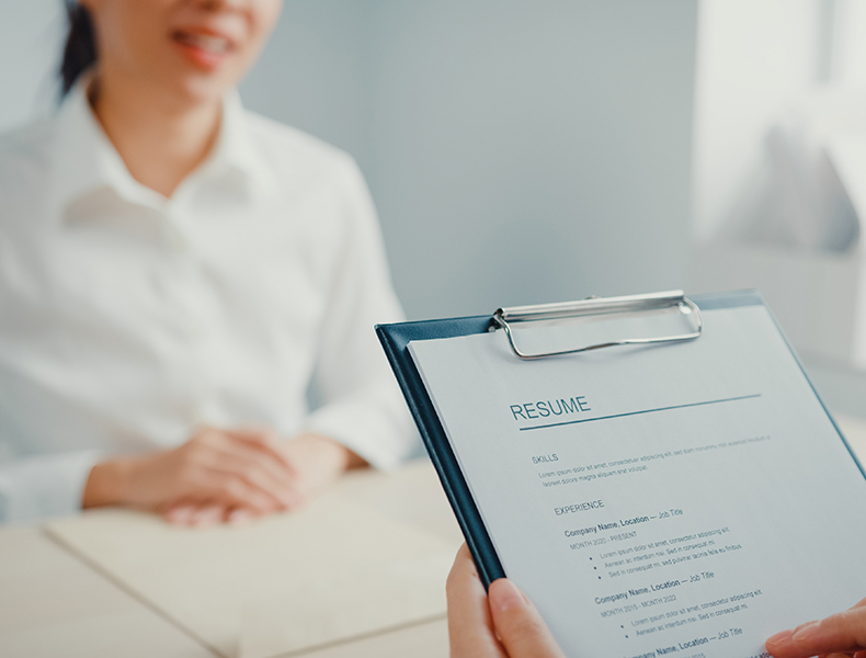 interview candidate and her resume