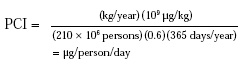PCI = (kg/year)(109 μg/kg)