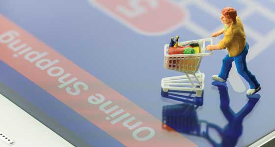 Pushing shopping cart on smart phone