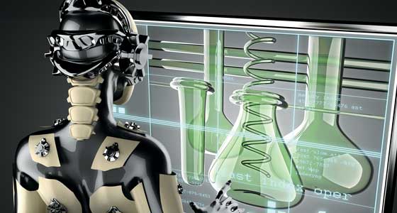 Robot at computer screen