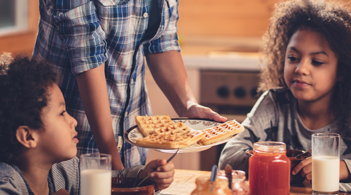 family eating breakfast