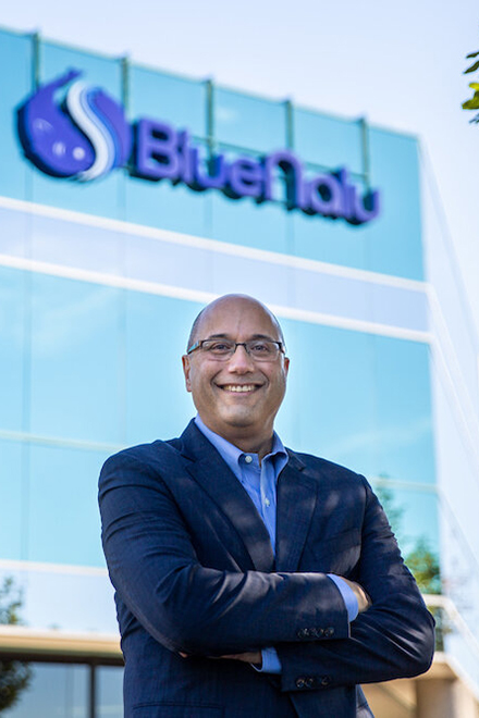 Lou Cooperhouse, BlueNalu co-founder, president & CEO, standing in front of BlueNalu headquarters and pilot food production facility in San Diego, California