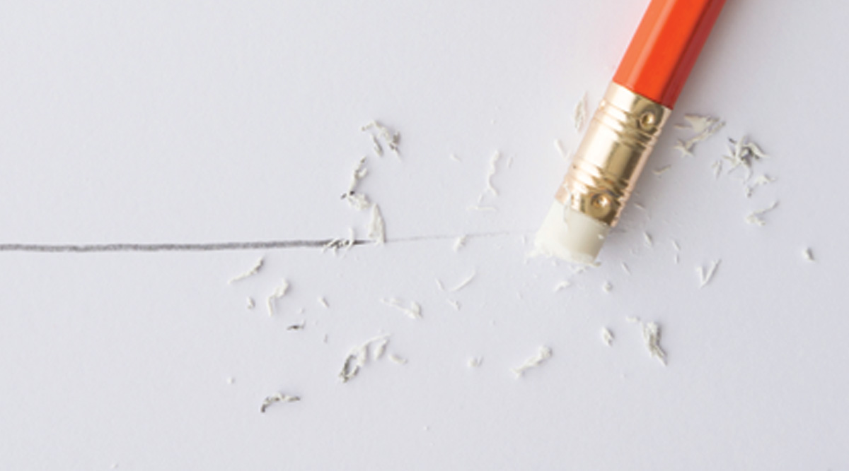 Pencil erasing a line