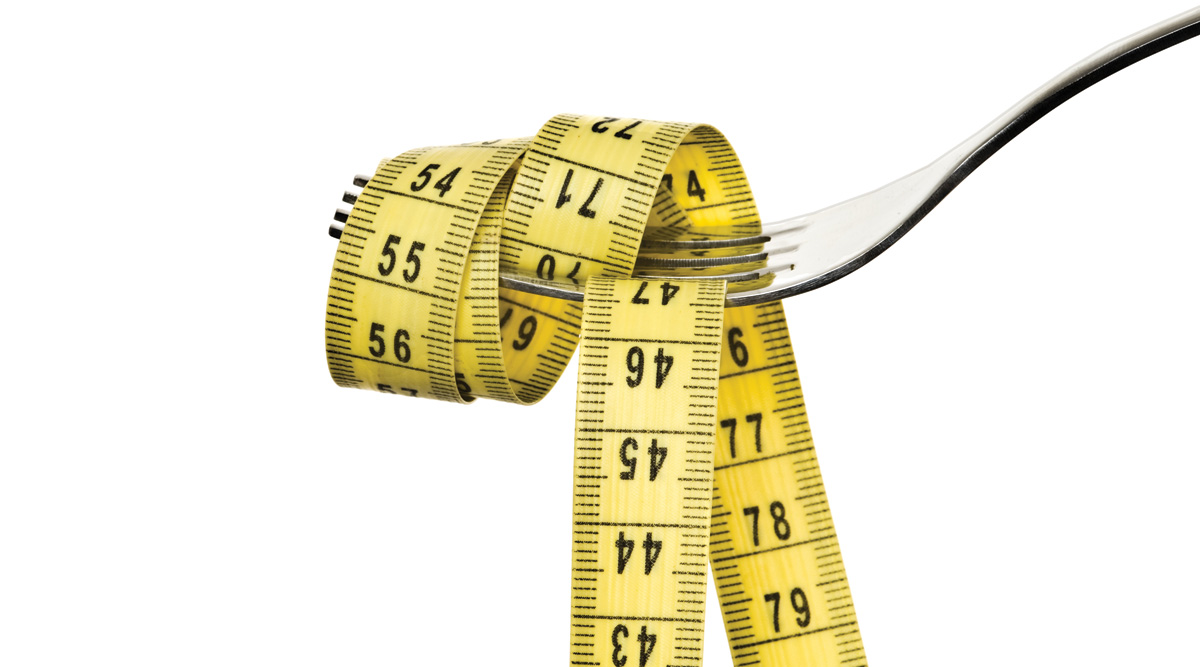 Fork with tape measure noodles.