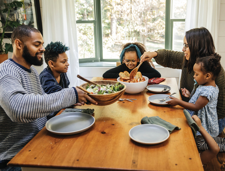 Family having a meal together.