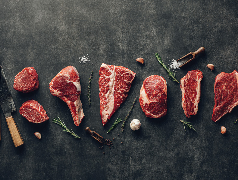 Various cuts of meat