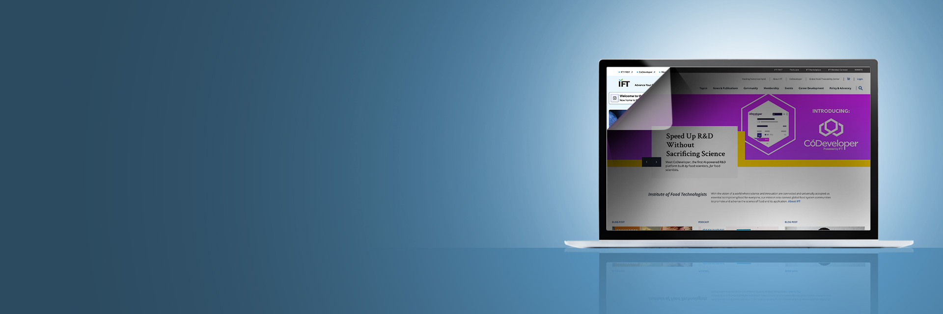 Laptop with IFT website reveal