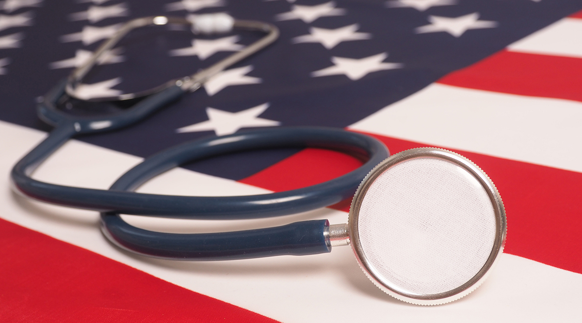 Stethoscope on a USA flag